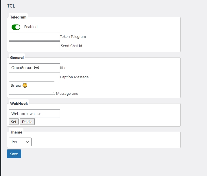 Chat life for telegram settings